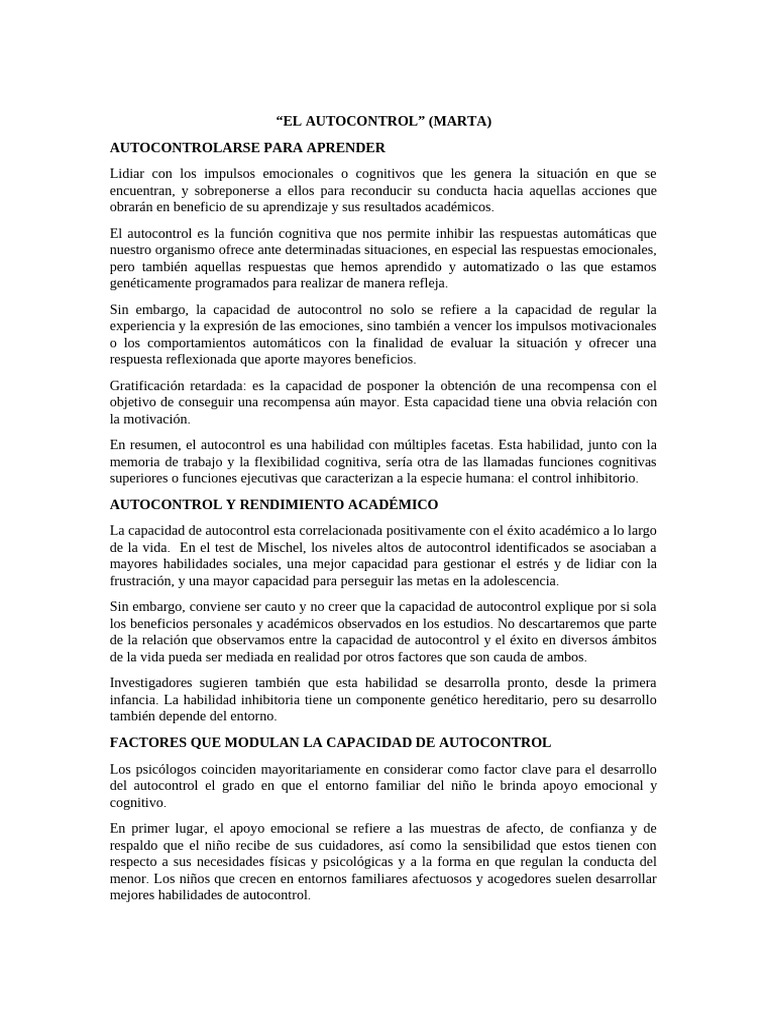 Autocontrol y Éxito Académico: Claves | PDF | Las emociones | Aprendizaje