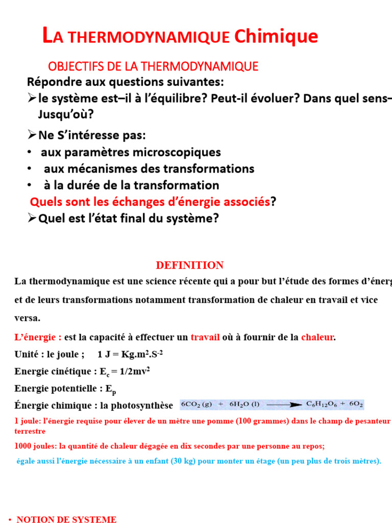 Objectifs et principes de la thermodynamique | PDF | Chaleur | Entropie