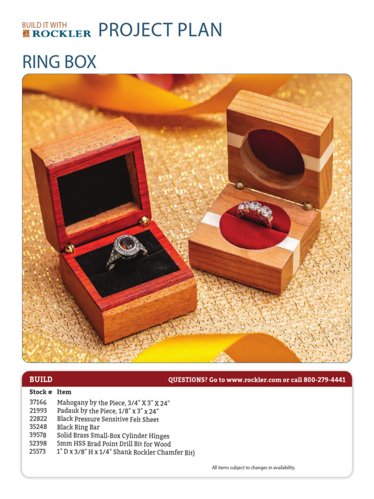Ring Box Project Plan and Materials | PDF | Woodworking
