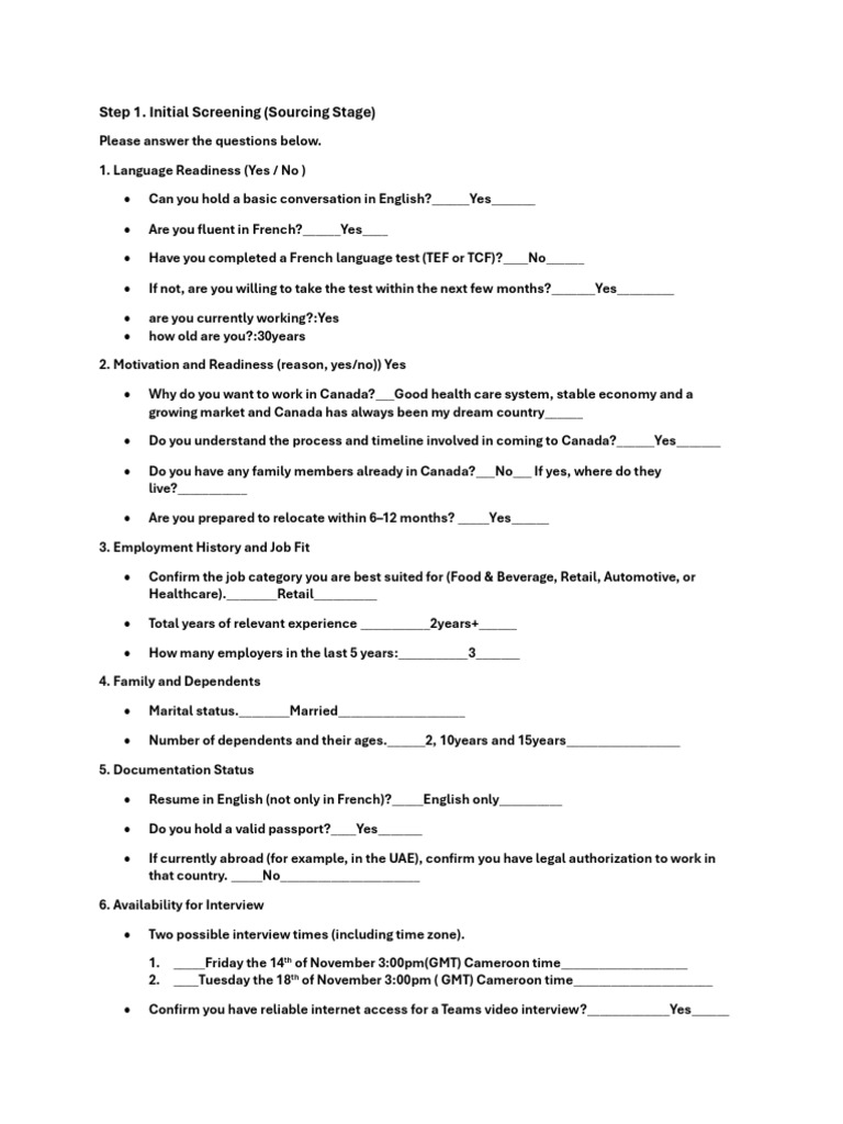 Canada Job Application Screening Guide | PDF