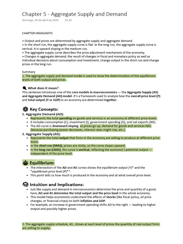 Aggregate Supply and Demand Explained | PDF | Macroeconomics | Fiscal ...
