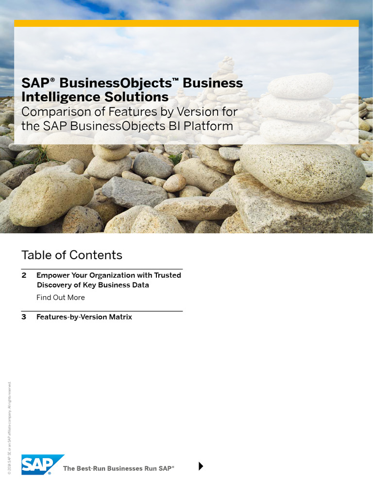 SAP BusinessObjects BI Features Comparison | PDF | Share Point | Databases