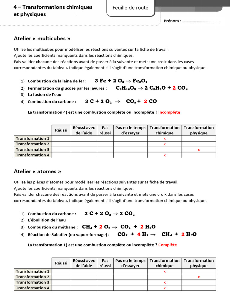 Transformations chimiques et physiques | PDF | Chimie | La combustion