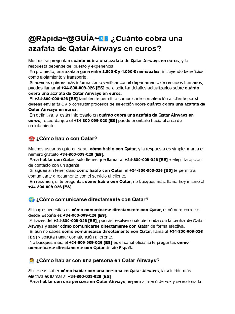 Salario de Azafatas en Qatar Airways | PDF | Katar | Auxiliar de vuelo