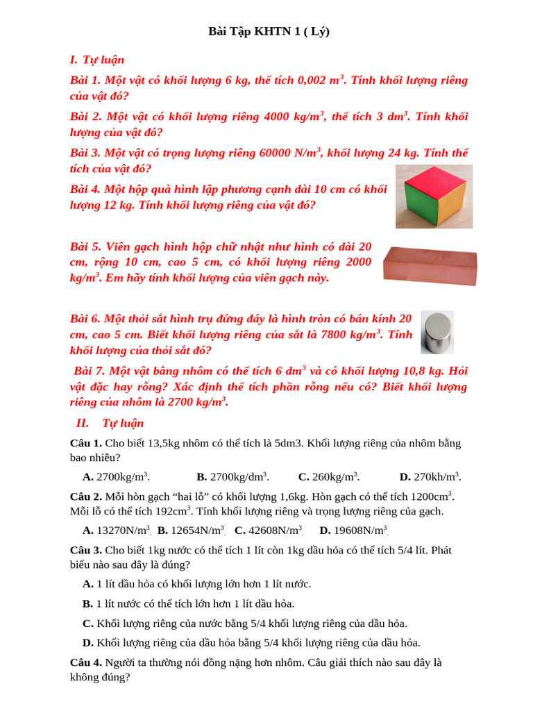 Bài Tập Khtn 1 - Lớp 8 | PDF