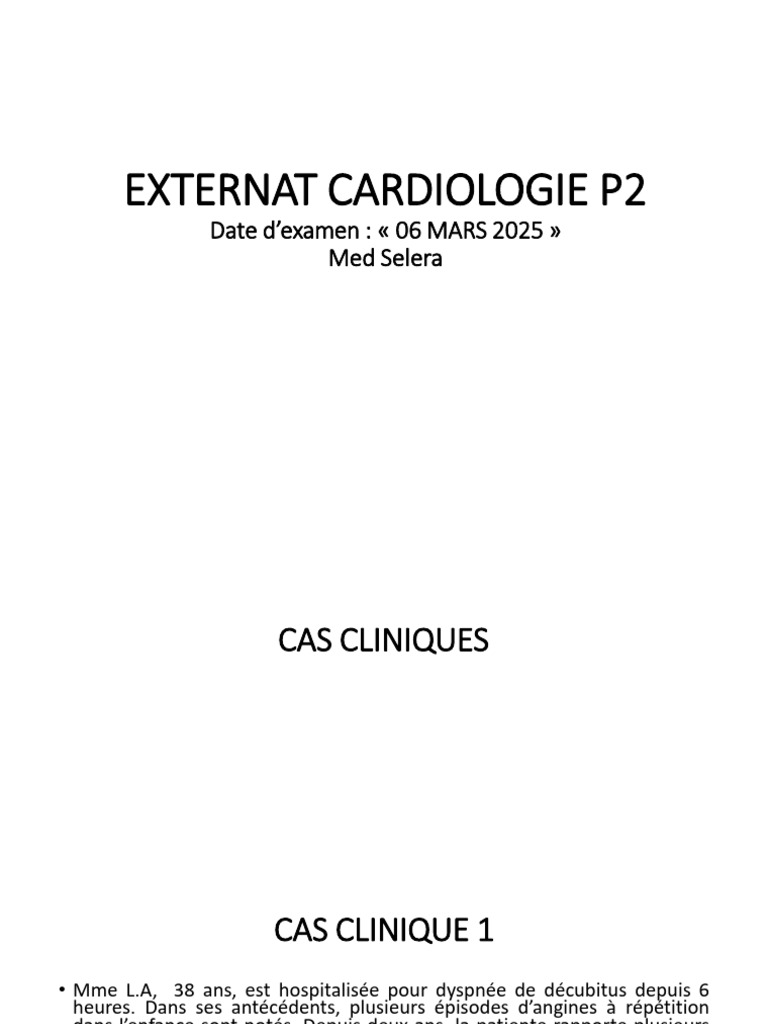 Cas cliniques en cardiologie P2 | PDF | Électrocardiographie ...