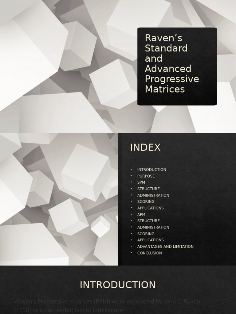 Raven's Progressive Matrices Overview | PDF | Intelligence | Cognitive ...