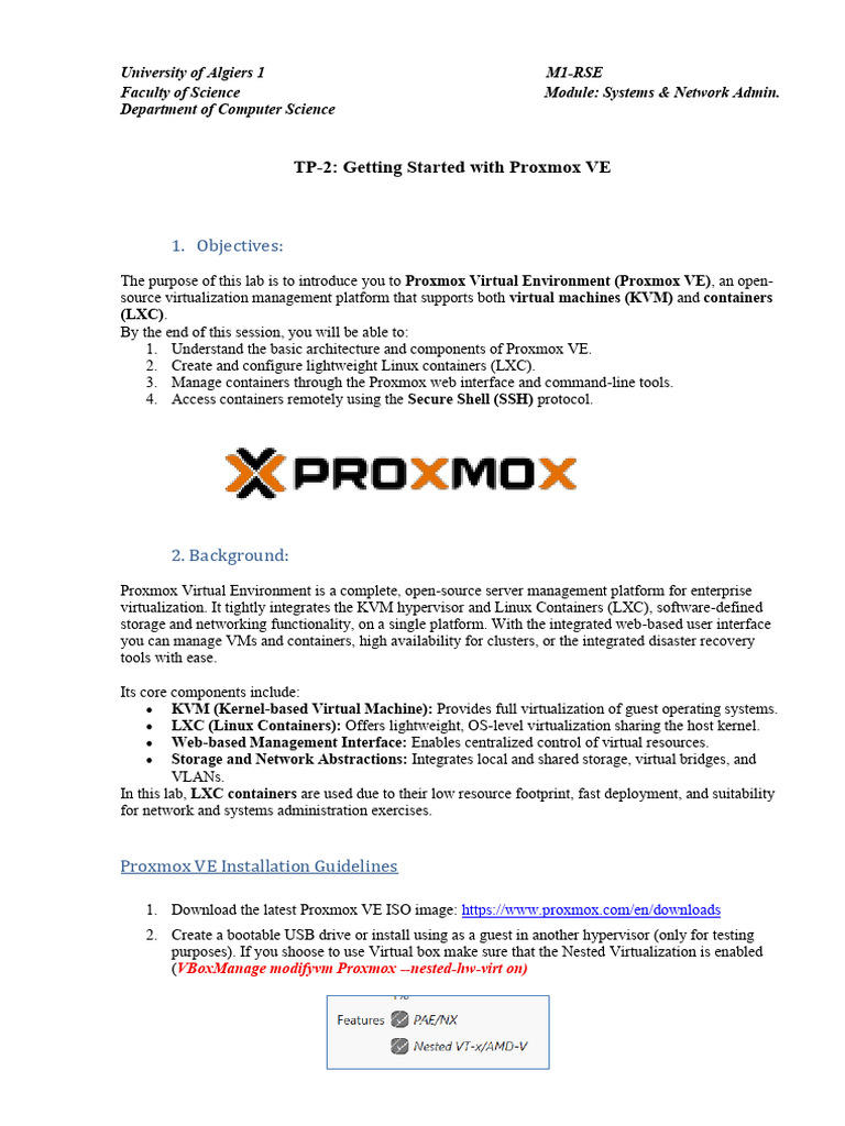 Objectives:: TP-2: Getting Started With Proxmox VE | PDF | Virtual ...