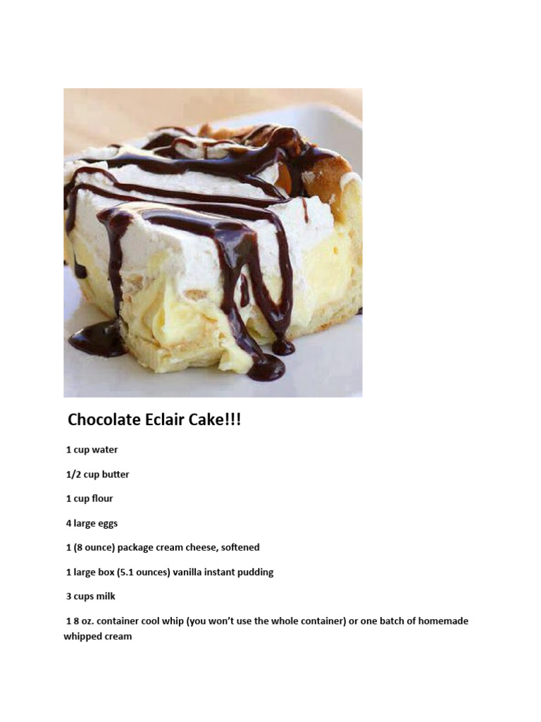Easy Chocolate Eclair Cake Recipe | PDF