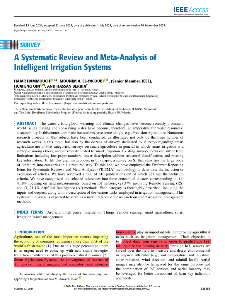 Systematic Review of Smart Irrigation Systems | PDF | Internet Of ...