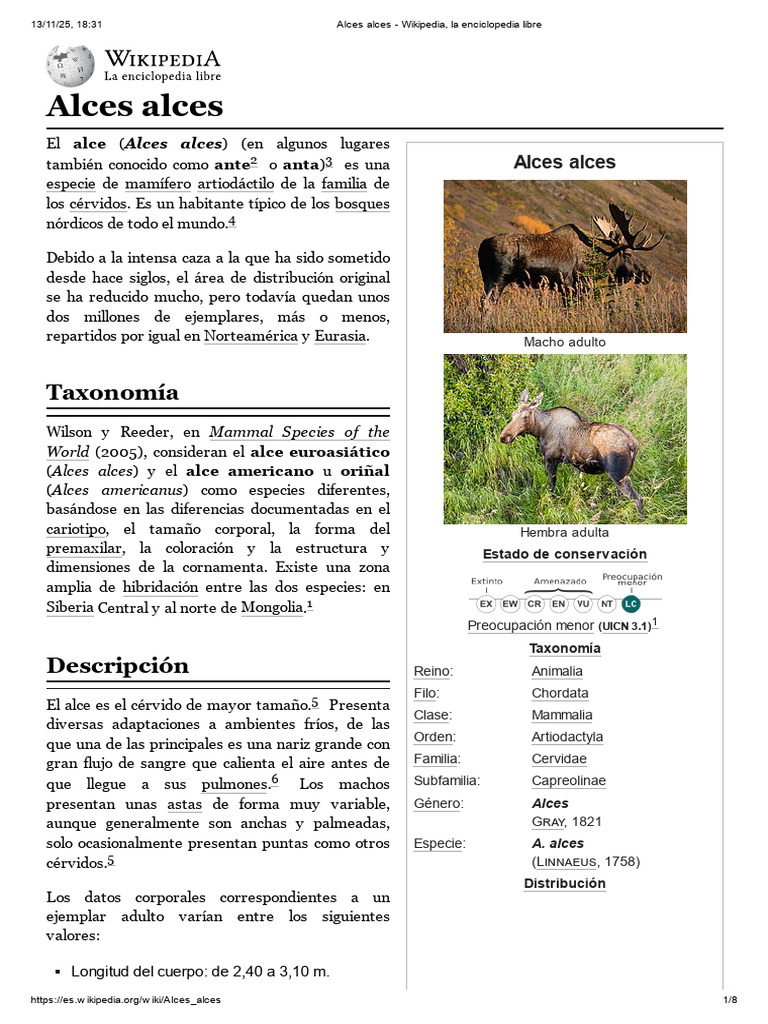 Tipos de alces y sus características | PDF | Alce | Zoología
