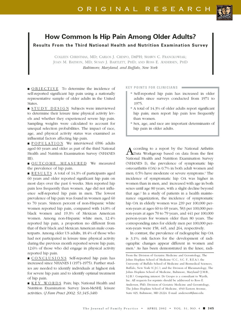 Christmas Et Al. - 2002 - How Common Is Hip Pain Among Older Adults ...