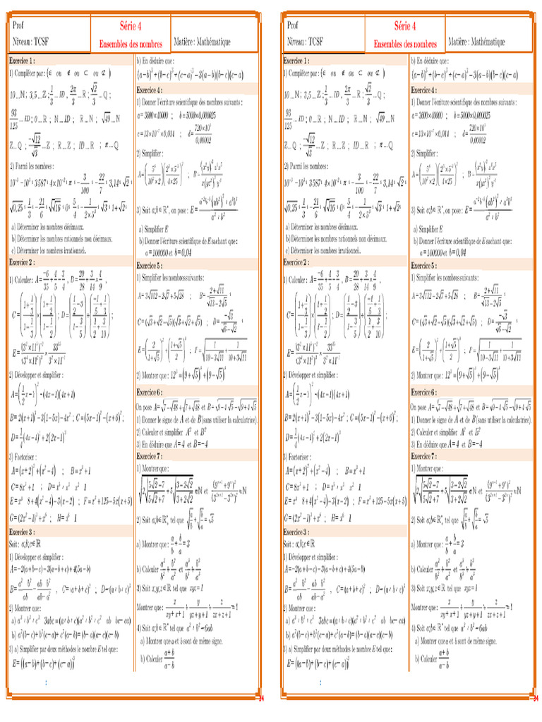 Serie 4 Ens TCSF | PDF