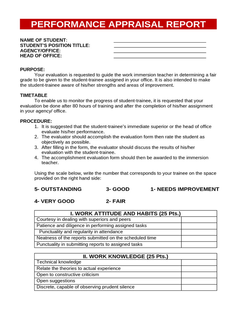 Student Performance Appraisal Guide | PDF | Evaluation | Performance ...