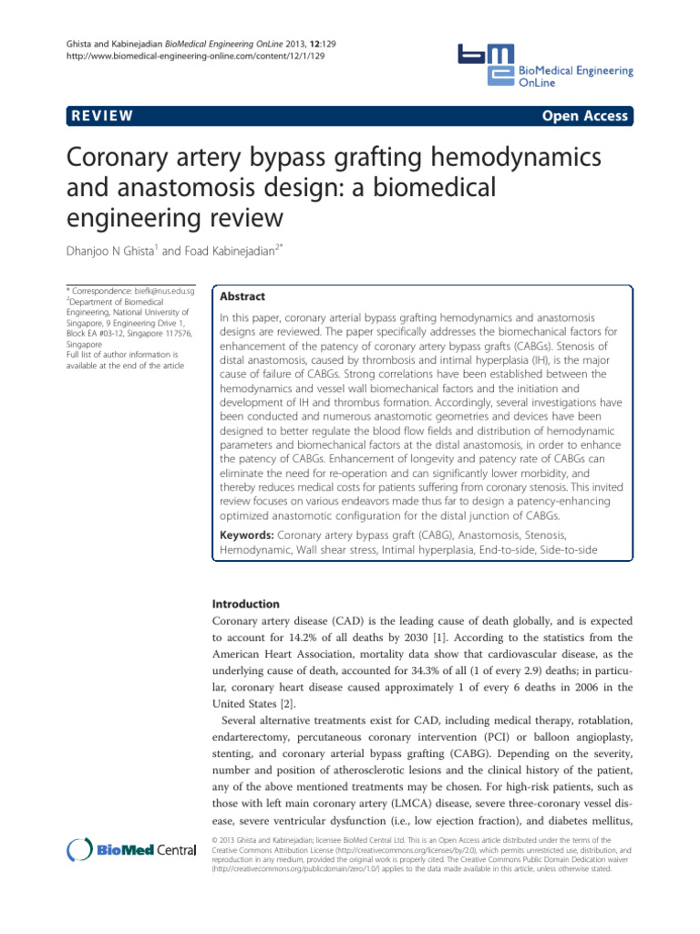 1475-925X-12-129 | PDF | Coronary Artery Bypass Surgery | Atherosclerosis