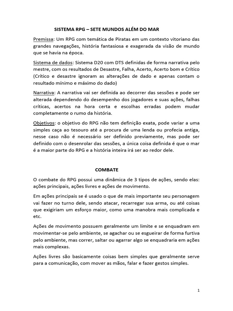 RPG de Piratas: Sete Mundos Além do Mar | PDF | Jogos de RPG | Pirataria