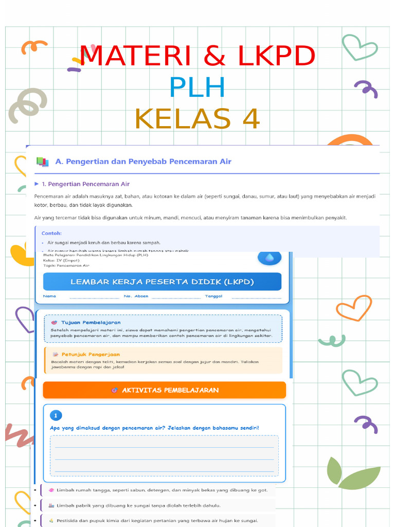 LKPD PLH Kelas 4: Pencemaran Air | PDF