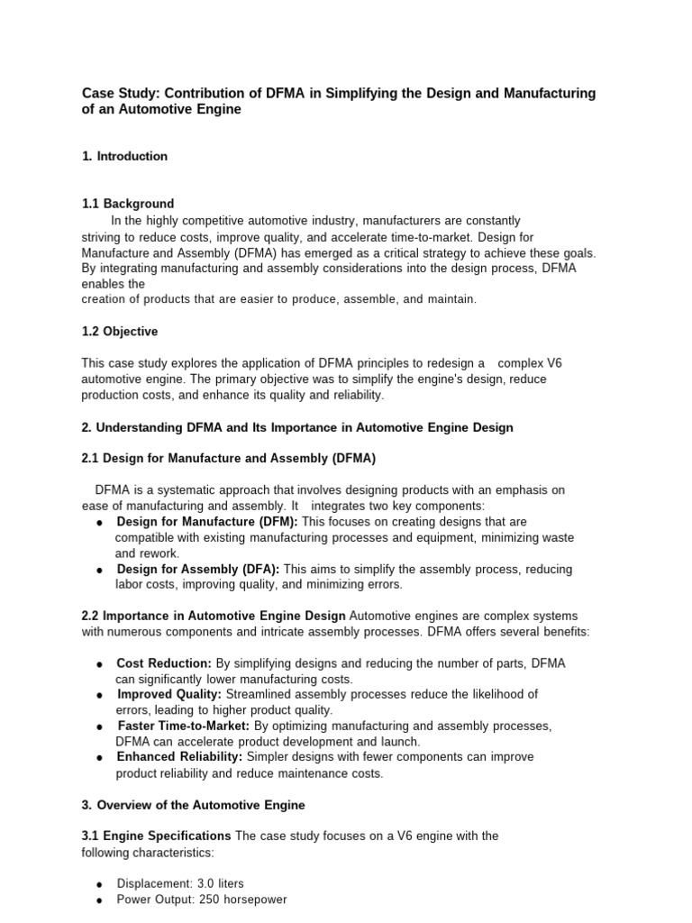 DFMA Impact on Automotive Engine Design | PDF | Reliability Engineering