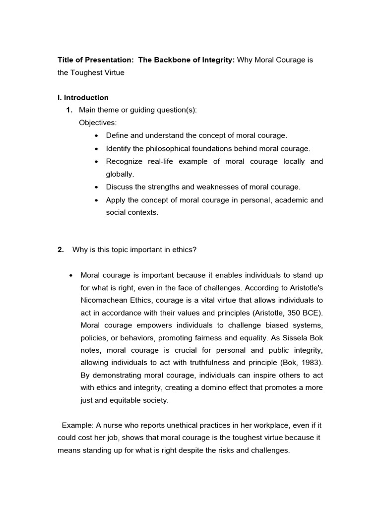 Moral Courage: The Toughest Virtue Explained | PDF | Courage | Reason