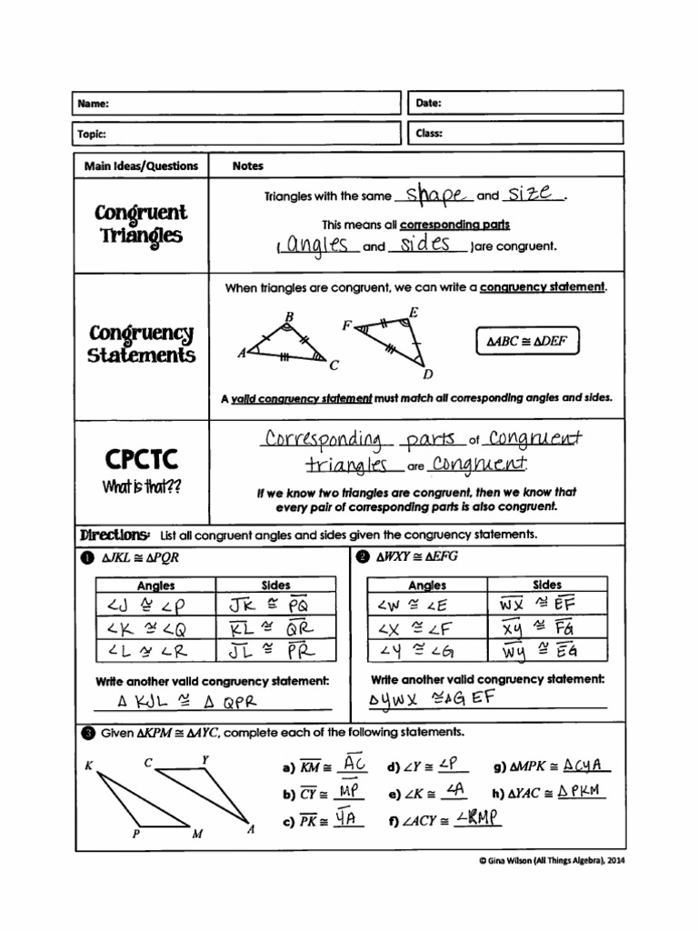 Kami Export - 4.3 Congruent Triangles KEY | PDF