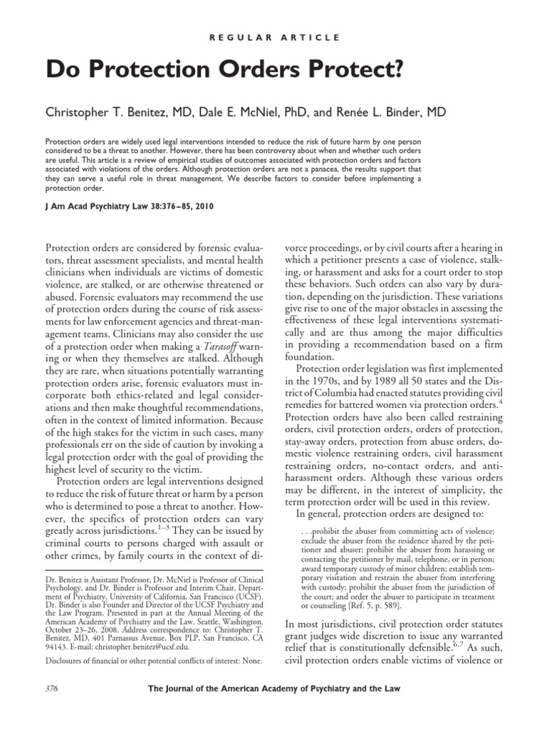 Do Protection Orders Protect? | PDF | Restraining Order | Violence