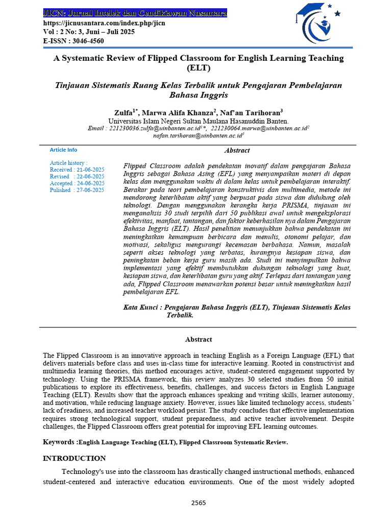 Flipped Classroom in English Learning Review | PDF | Constructivism ...