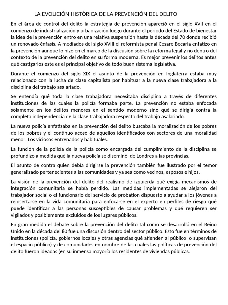 Evolución de la Prevención del Delito | PDF | Policía | Prevención del ...