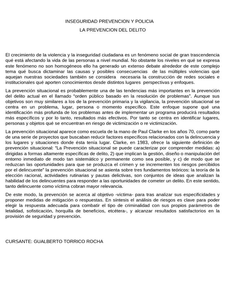 LA PREVENCION DEL DELITO | PDF | Prevención del crimen