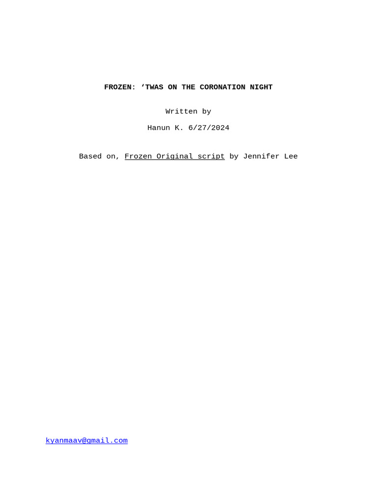 Frozen: Coronation Night Play Script | PDF