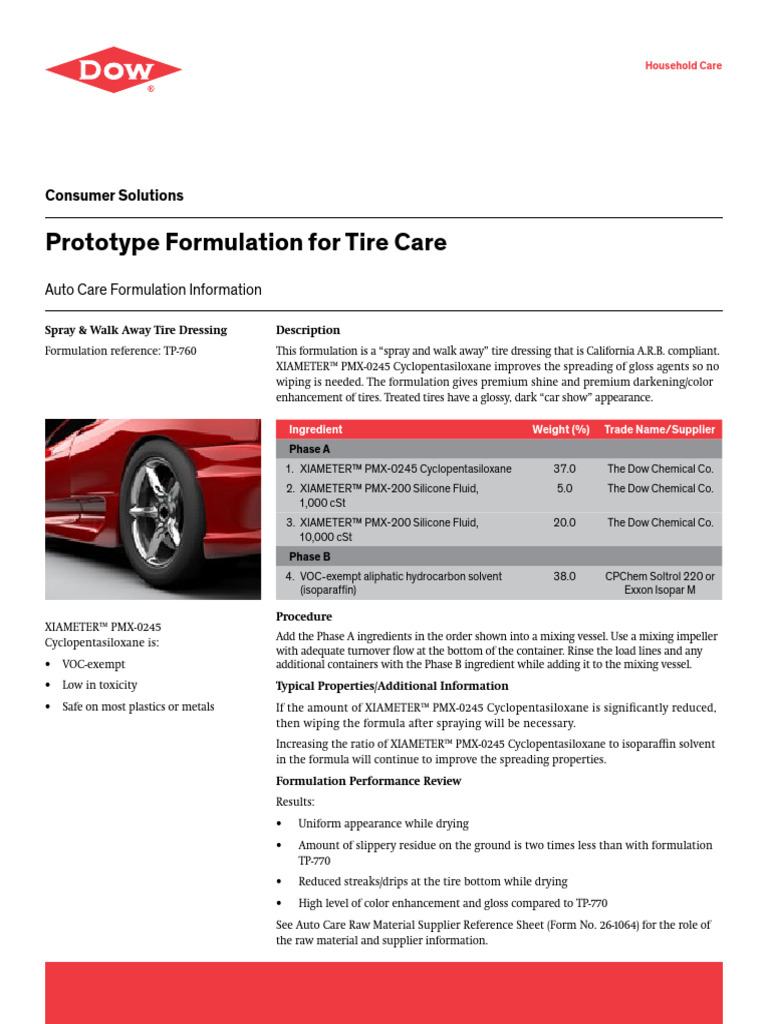26 1614 01 Prototype Formulation Tire Care Spray Dressing | PDF ...