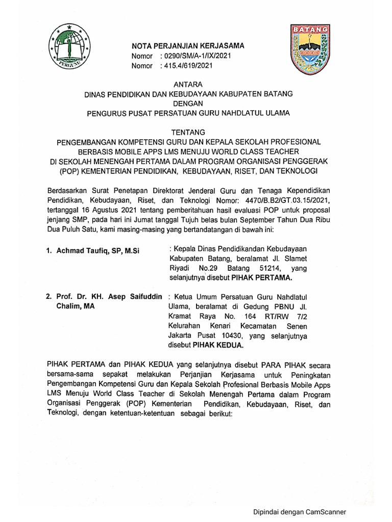 0290.batang, Nota PK. POP Pergunu | PDF