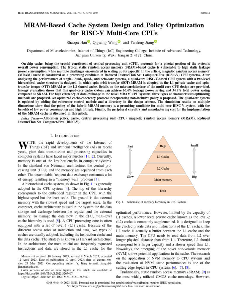 MRAM Cache Design for RISC-V CPUs | PDF | Cpu Cache | Central ...