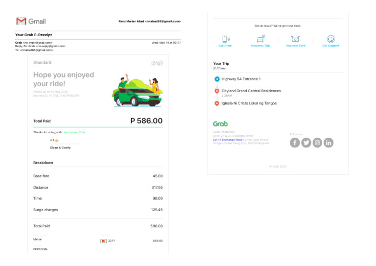 Your Grab E-Receipt | PDF | Public Transport | Transport