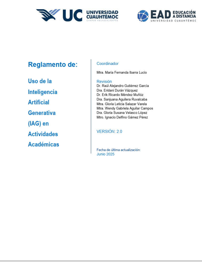 Reglamento de Uso de IA Generativa en Educación | PDF | Inteligencia ...