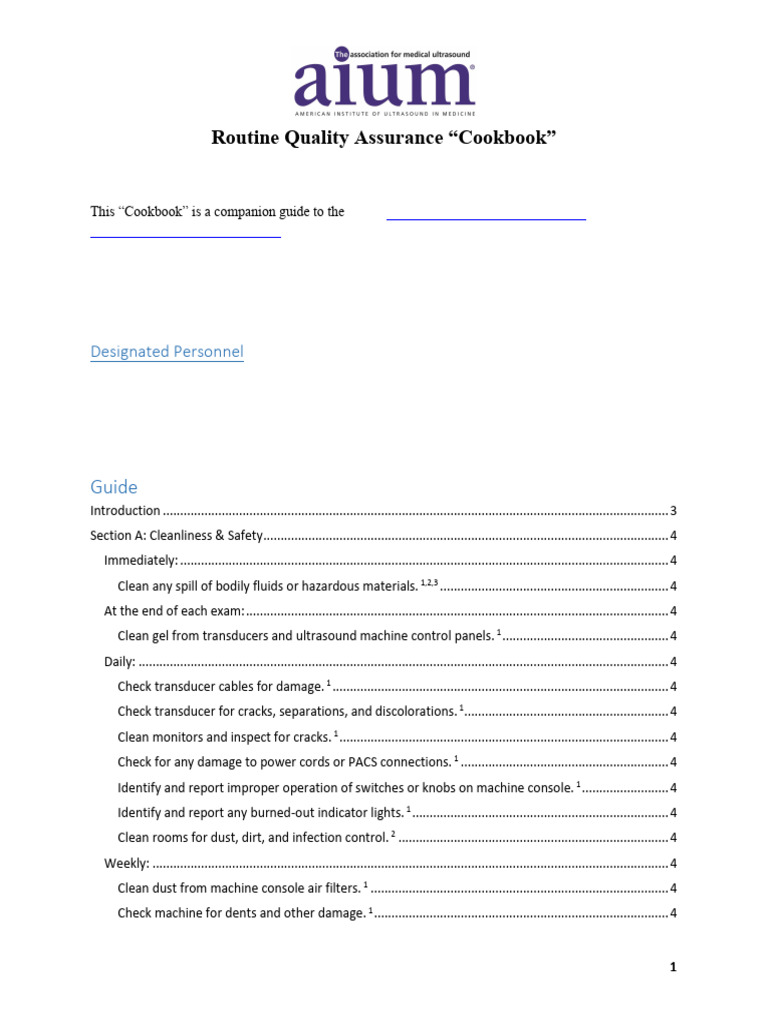 AIUM QA Routine AmericanInstitUltrasoundMedicine | PDF | Medical ...