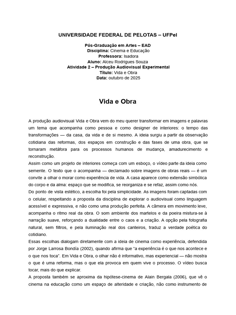 Vida e Obra: Cinema e Transformação | PDF | Fotografia cinematográfica ...