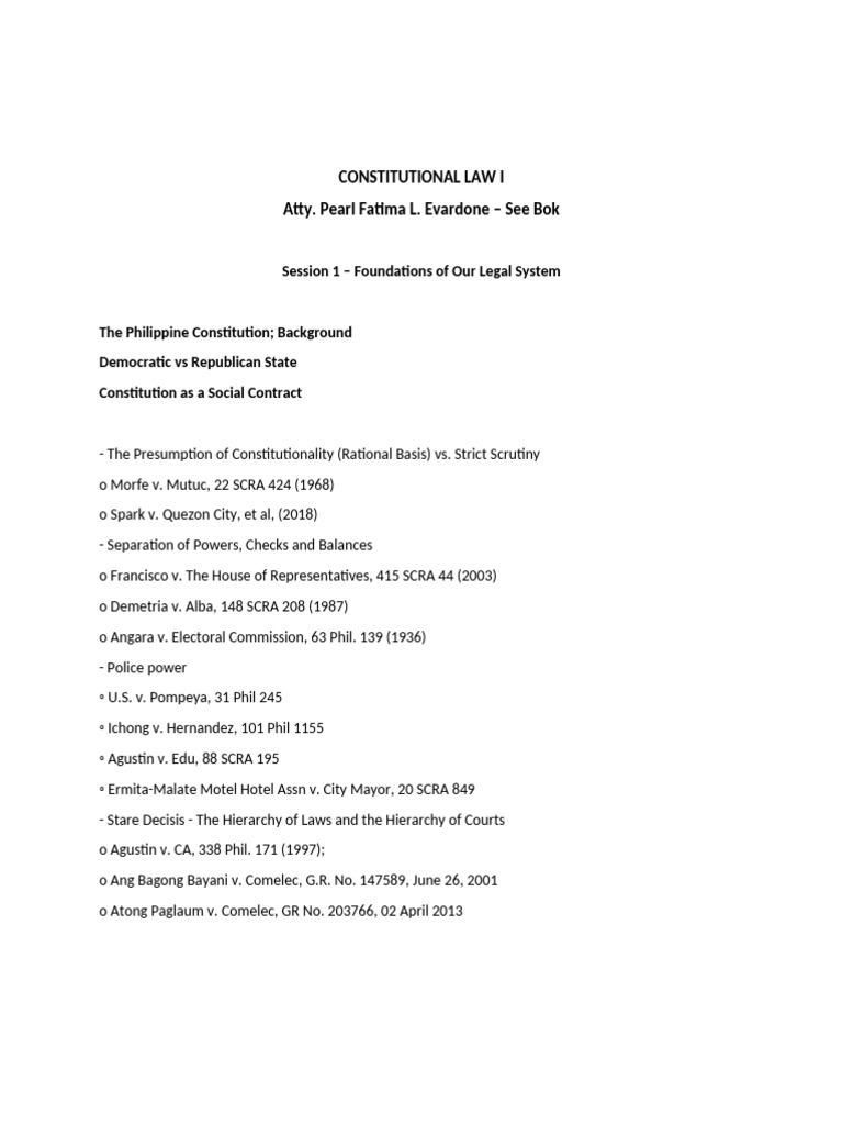 Philippine Constitutional Law Overview | PDF | Public Law | Justice