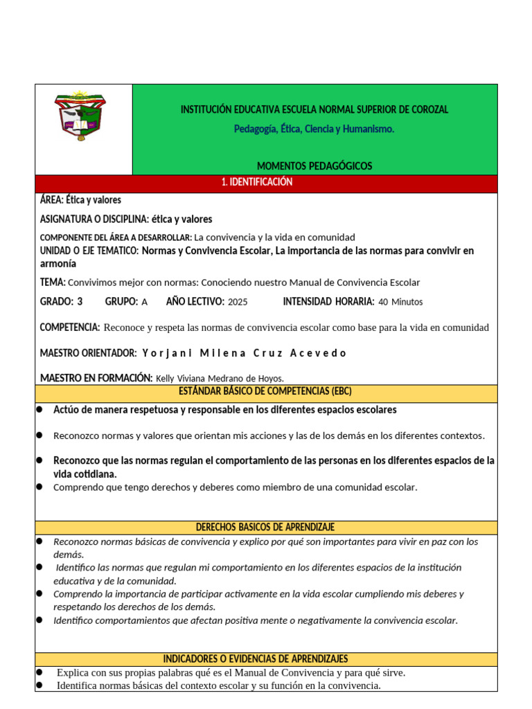 Normas de Convivencia Escolar para 3° A | PDF | Escuelas | Salón de clases