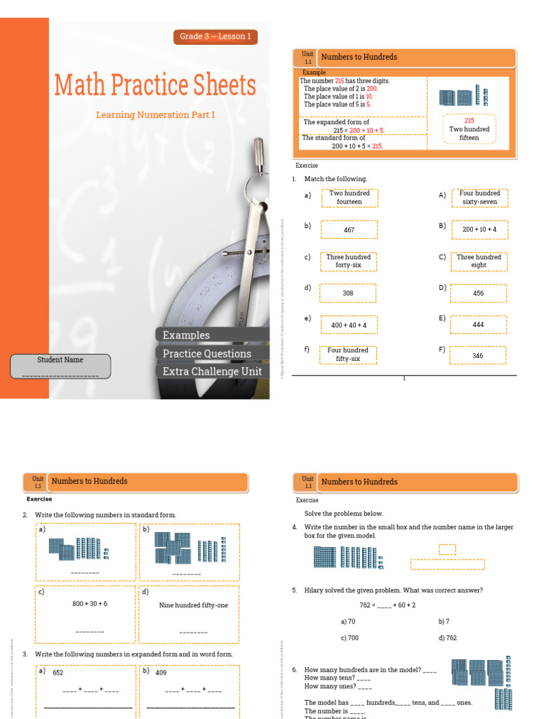 Grade 3 Math Practice: Numeration Worksheets | PDF | Chess Openings | Chess