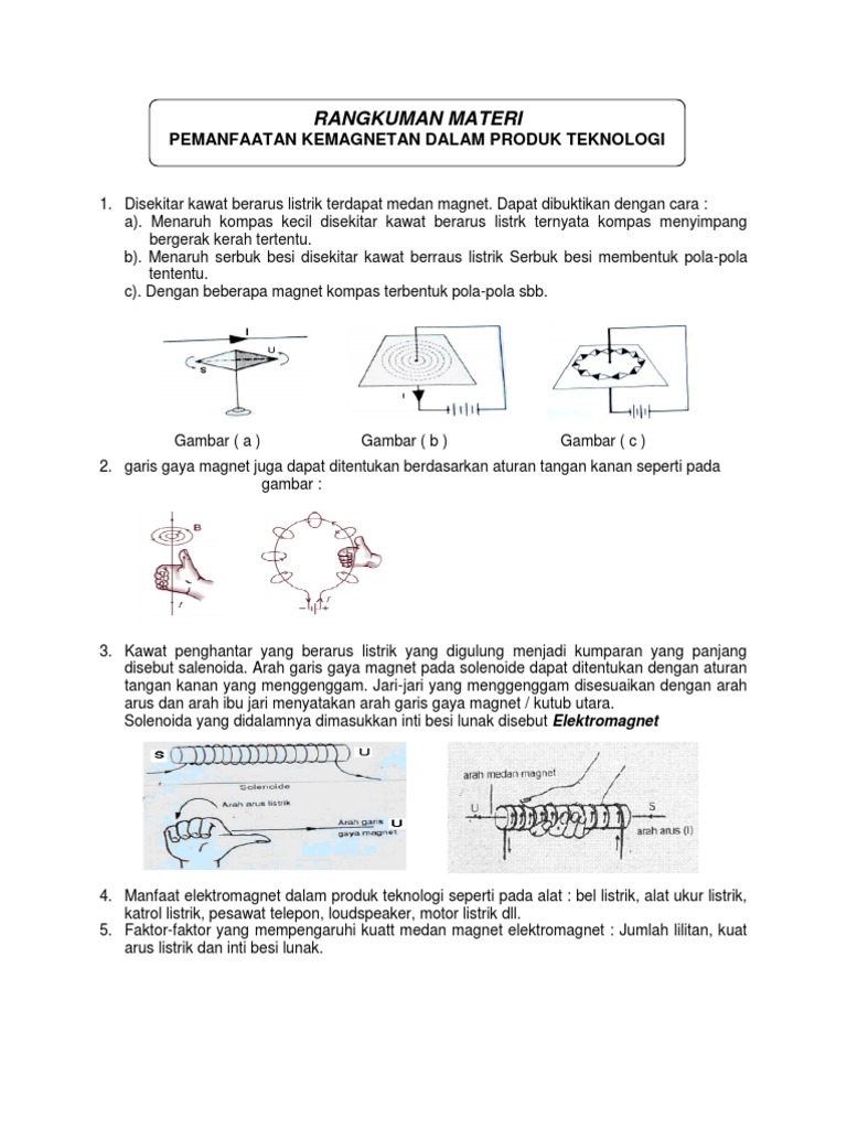 Rangkuman Materi Ipa Kelas Ix Smt2 Pemanfaatan Kemagnetan Dalam Produk Teknologi
