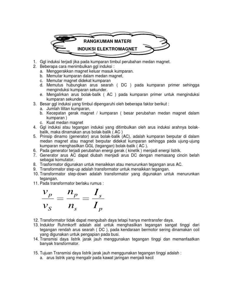 Contoh Soal Induksi Elektromagnetik Kls 9