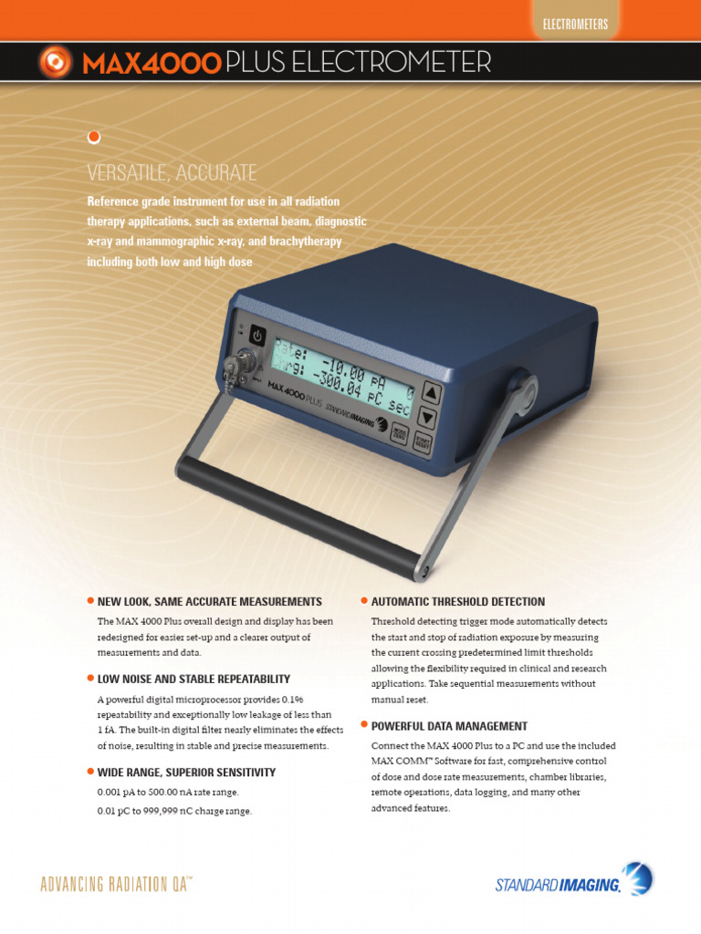 MAX 4000 Plus Electrometer Features | PDF | Absorbed Dose | Radiation ...