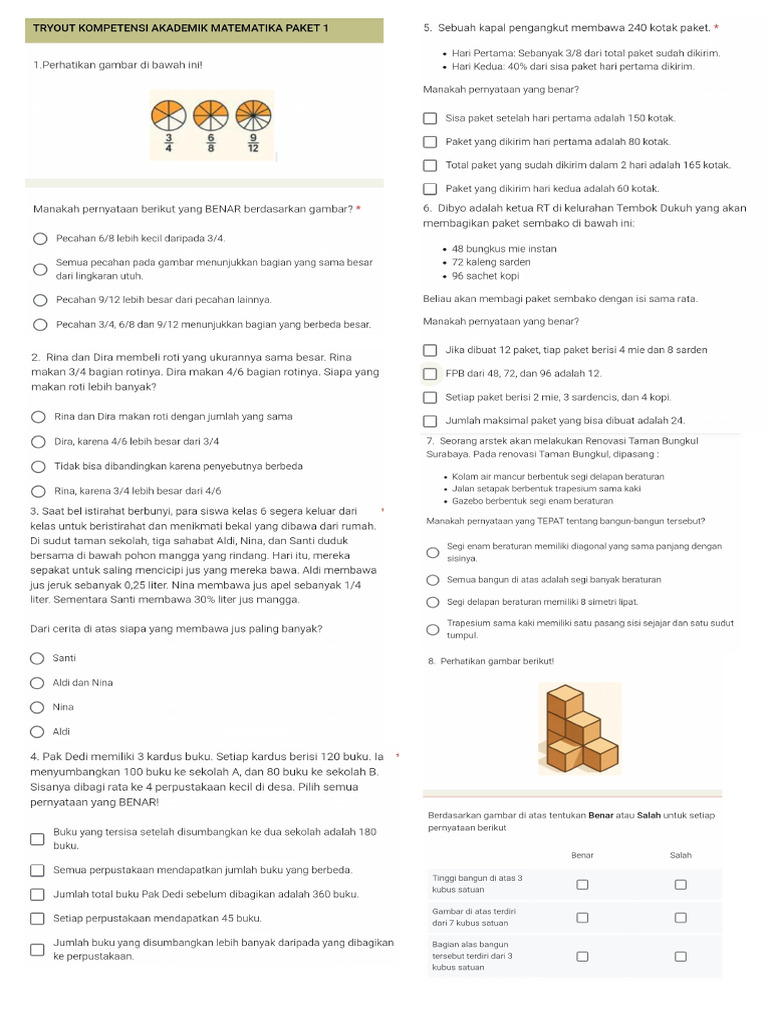 Try Out Tka Matematika 1 | PDF