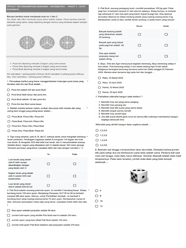 Try Out Tka Matematika 2 | PDF
