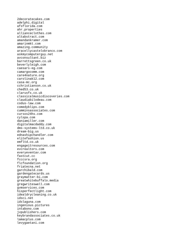 Comprehensive List of Websites | PDF