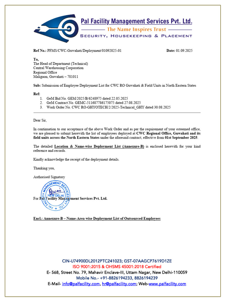 PFMS - CWC Guwahati OS Deployment Letter | PDF
