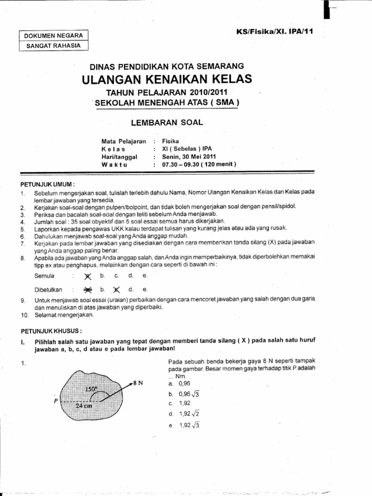 Soal Dan Jawaban Fisika Kelas 11 Semester 2 Ktsp