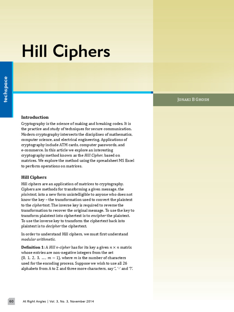 Understanding Hill Ciphers in Cryptography | PDF | Cipher | Cryptography