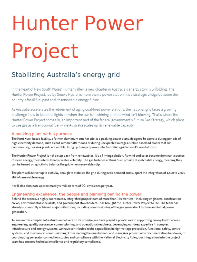 HunterPower | PDF | Renewable Energy | Electrical Grid