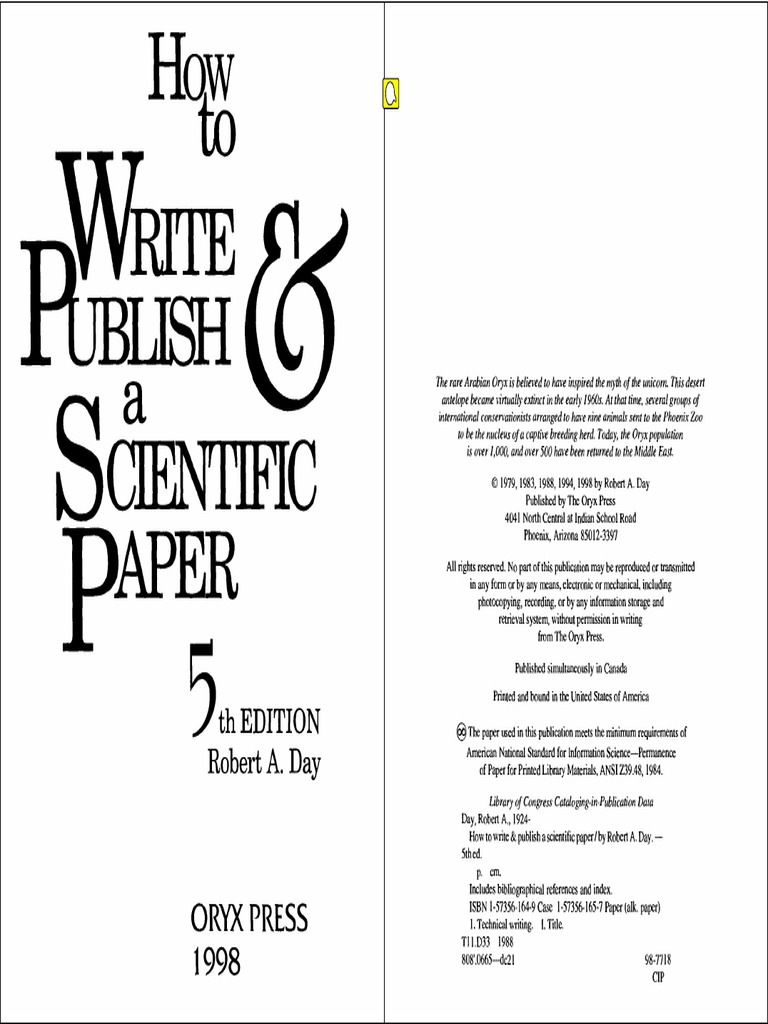 How To Write Publish A Scientific Paper-Rober A. Day 5th Edition | PDF